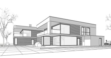 soyut kübik ev 3d oluşturma