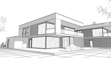 soyut kübik ev 3d oluşturma