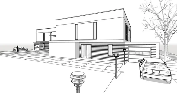 추상적 세제곱 하우스 렌더링 — 스톡 사진