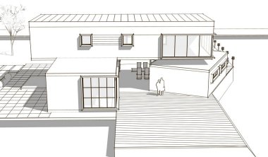 ev mimarisi çizimi 3d illüstrasyon