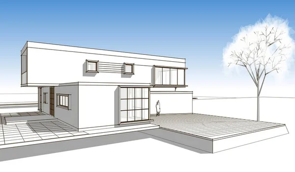 Casa Schizzo Architettonico Illustrazione — Foto Stock