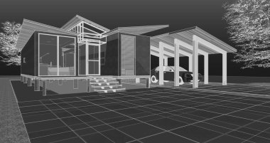 Küçük mimarlık evi 3d illüstrasyon