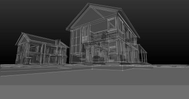 ev mimarisi projesi çizimi 3d illüstrasyon