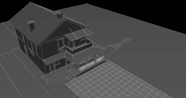 ev mimarisi projesi çizimi 3d illüstrasyon