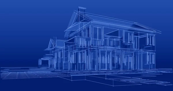 ev mimarisi projesi çizimi 3d illüstrasyon