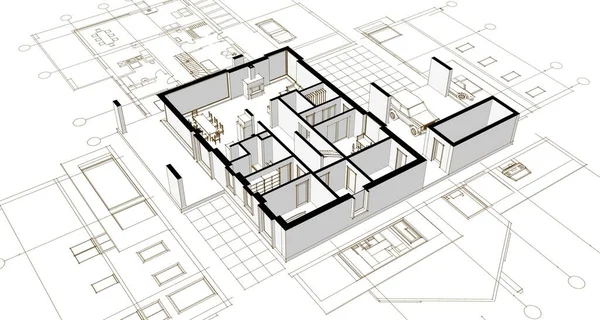 Casa Moderna Boceto Ilustración —  Fotos de Stock