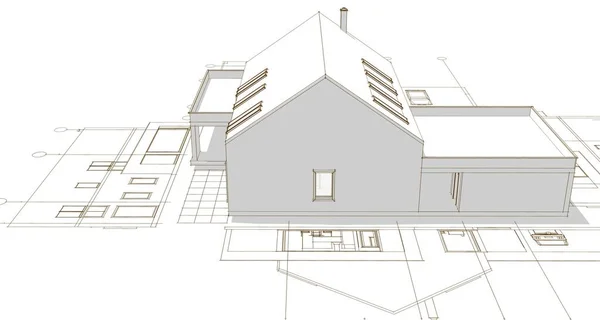 Moderne Haus Skizze Illustration — Stockfoto