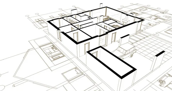 Moderne Huis Schets Illustratie — Stockfoto