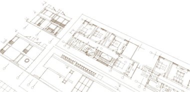 ev mimarisi projesi çizimi 3d illüstrasyon