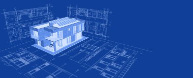 ev mimarisi projesi çizimi 3d illüstrasyon