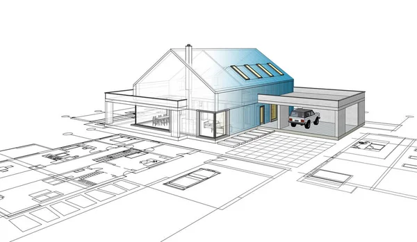 Современный Набросок Дома Иллюстрация — стоковое фото