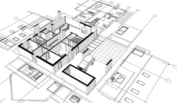 Modern House Sketch Illustration — Stock Photo, Image