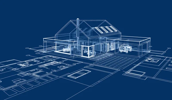 Modern ev planı 3d çizimi
