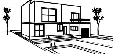 ev mimarisi çizimi 3d illüstrasyon