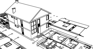 ev mimarisi çizimi 3d illüstrasyon