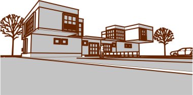 ev mimarisi çizimi 3d illüstrasyon