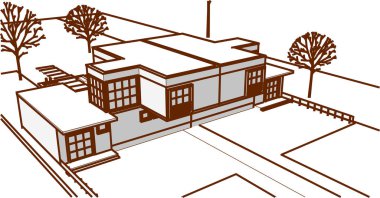 ev mimarisi çizimi 3d illüstrasyon