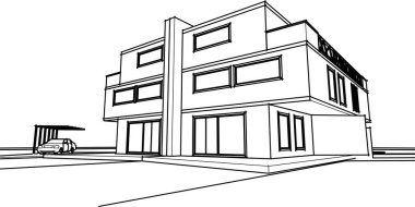 modern çift katlı mimari 3D görüntüleme