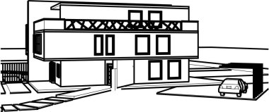 modern çift katlı mimari 3D görüntüleme