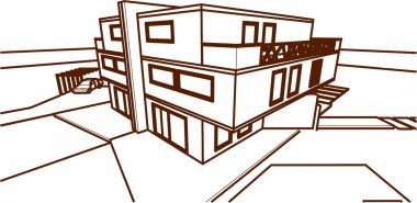 ev mimarisi çizimi 3d illüstrasyon