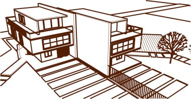 ev mimarisi çizimi 3d illüstrasyon