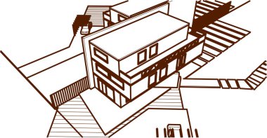 ev mimarisi çizimi 3d illüstrasyon