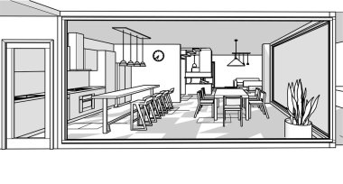 house loft iç mimari 3d oluşturma