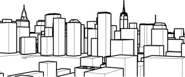 Modern şehir panoraması 3D illüstrasyon