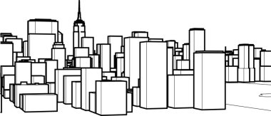 Modern şehir panoraması 3D illüstrasyon