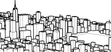 Modern şehir panoraması 3D illüstrasyon