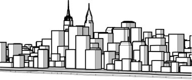 Modern şehir panoraması 3D illüstrasyon