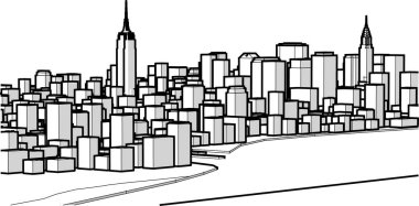 Modern şehir panoraması 3D illüstrasyon