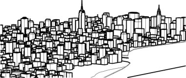 Modern şehir panoraması 3D illüstrasyon