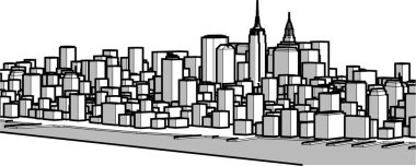 Modern şehir panoraması 3D illüstrasyon