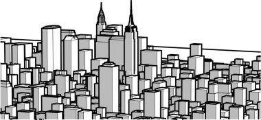 Modern şehir panoraması 3D illüstrasyon