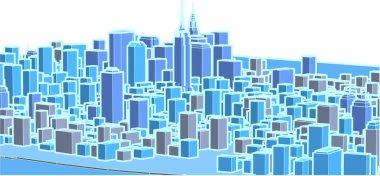 Modern şehir panoraması 3D illüstrasyon