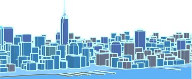 Modern şehir panoraması 3D illüstrasyon