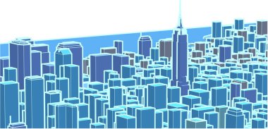 Modern şehir panoraması 3D illüstrasyon