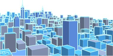 Modern şehir panoraması 3D illüstrasyon