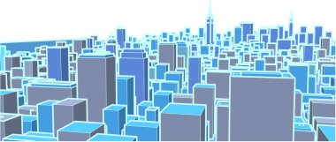 Modern şehir panoraması 3D illüstrasyon