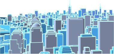 Modern şehir panoraması 3D illüstrasyon