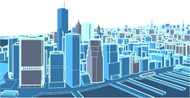 Modern şehir panoraması 3D illüstrasyon