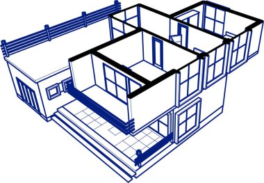 Kasaba mimarisi çizimi 3D illüstrasyon