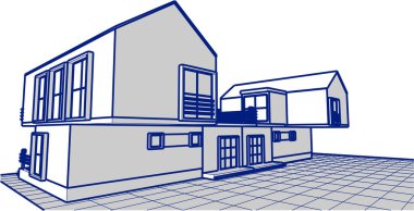 Kasaba mimarisi çizimi 3D illüstrasyon