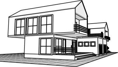 Kasaba mimarisi çizimi 3D illüstrasyon