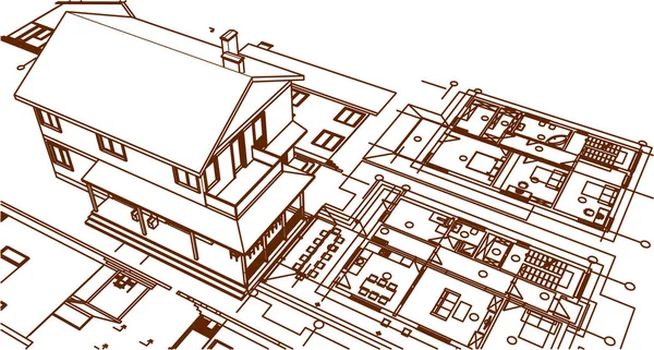 Maison Architecture Croquis Illustration — Image vectorielle