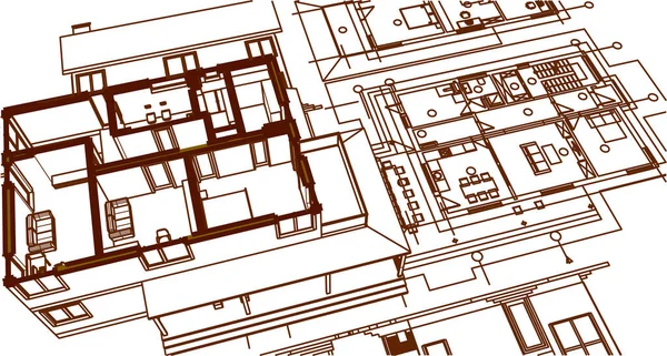 Архитектурный Эскиз Дома Иллюстрация — стоковый вектор