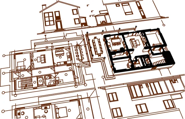 Casa Desenho Arquitetônico Ilustração — Vetor de Stock