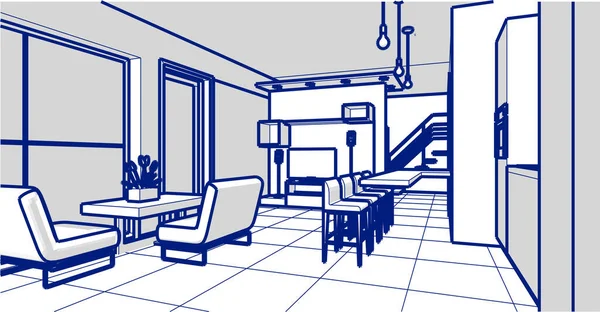 Внутренняя Кухня Дома Гостиная Иллюстрация — стоковый вектор