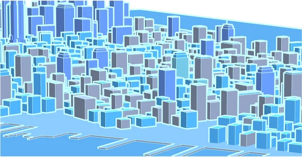 现代城市全景3D插图 — 图库矢量图片